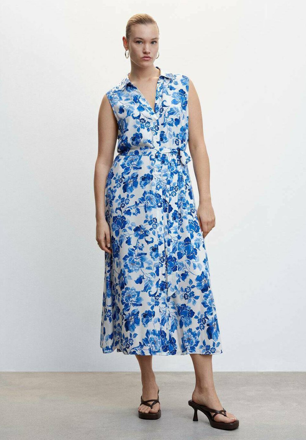 Mango kleid blau weiß Clearance